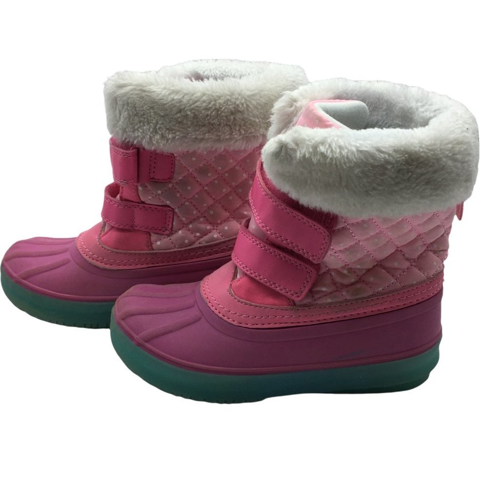 Carter's Snow Boots Girls Size 11 Shay2 Faux Fur Pink Hook Loop Closure